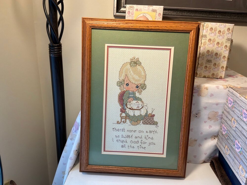 Precious Moments Framed Needlepoint / Mother Sew Dear